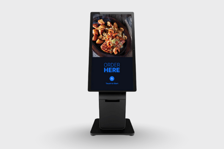 The new-generation CAKE Self-Service Kiosk with a sleek, modern design.